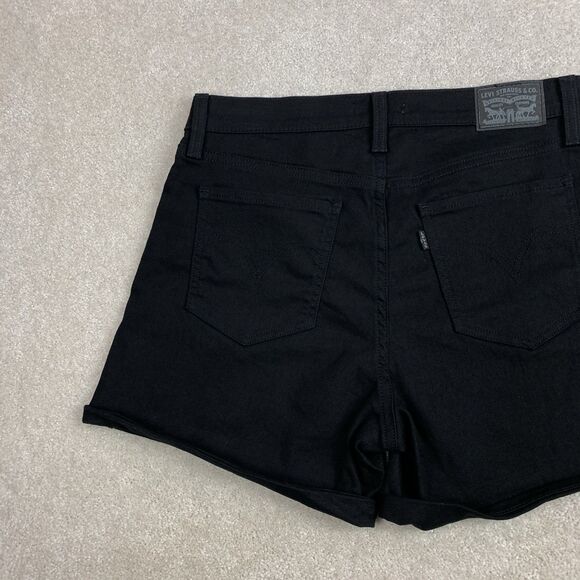 Levi Mid Length Black Denim Women’s Jean Shorts Size 30 - Picture 2 of 13